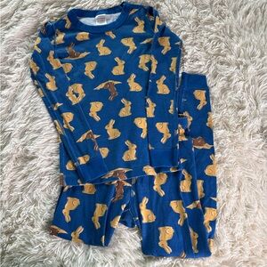 Hanna Anderson Organic Cotton Chocolate Bunny Long John Pajama Set Size 8
